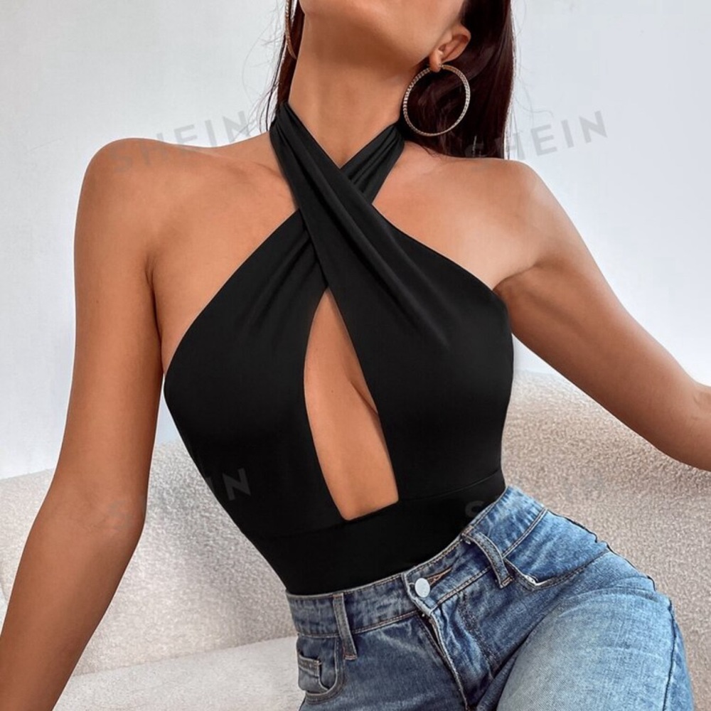 NWOT SHEIN Cut Out Backless Halter Bodysuit
